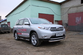 Защита переднего бампера d76 радиусная Toyota Highlander (2010-2014)