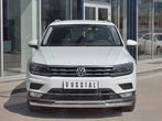 Защита переднего бампера d63 секции-d42 дуга RUSSTAL Volkswagen Tiguan (кроме Off Road) (2017-2020)