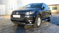 Защита переднего бампера d57+d57 двойная Volkswagen Touareg (2010-2018)