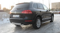 Защита заднего бампера d76+d57 двойная Volkswagen Touareg (2010-2018)