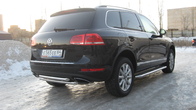 Защита заднего бампера d57+d57 двойная Volkswagen Touareg (2010-2018)