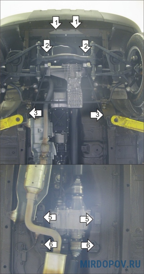 Защита картера двигателя, комплект 4 части для Шевроле Нива