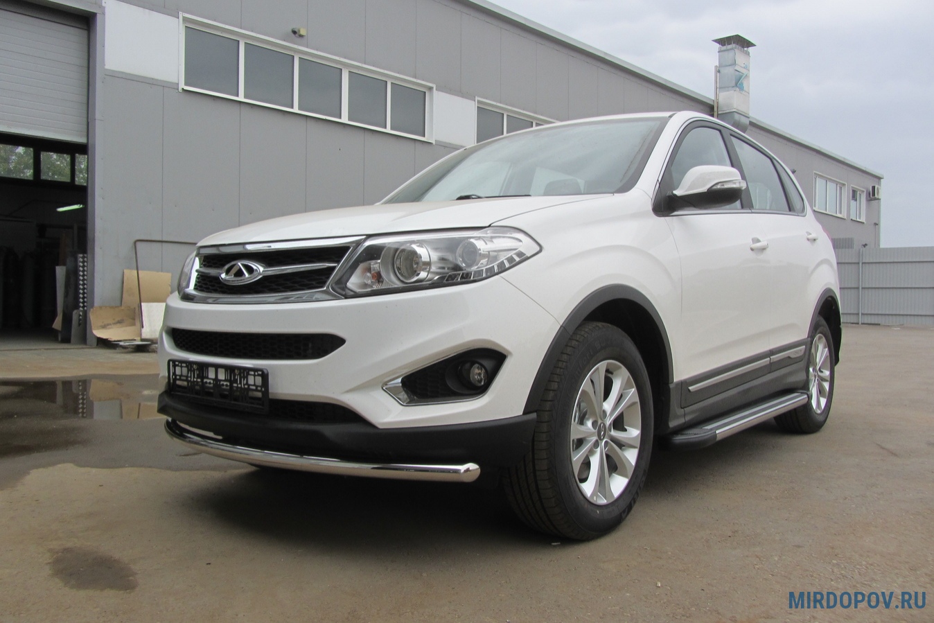 Защита переднего бампера d57 радиусная Chery Tiggo 5 (2014-2020) № CT5-003  - купить по лучшей цене на mirdopov.ru