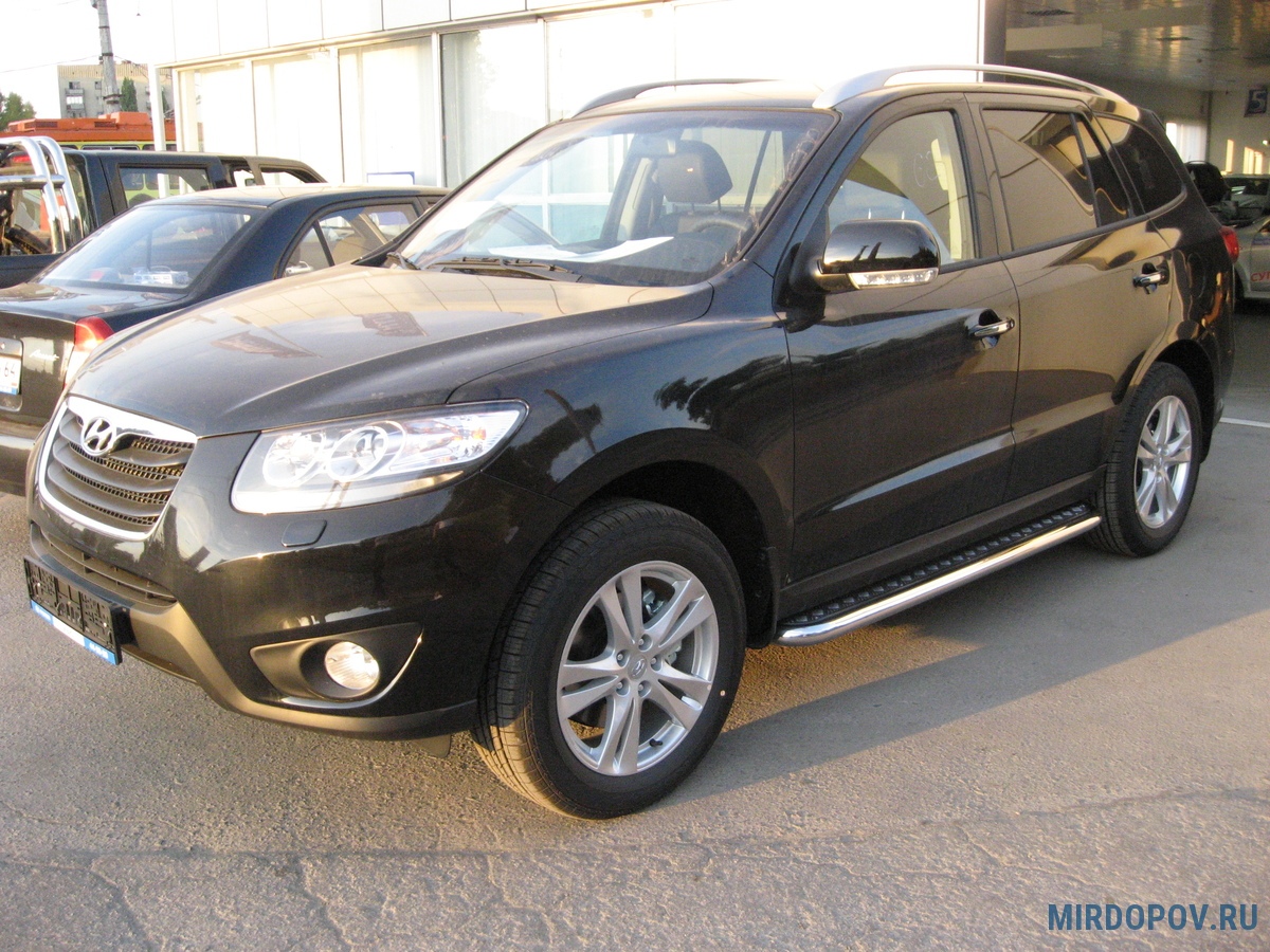 Защита порогов d57 с листом Hyundai Santa Fe (2010-2012) № HSFN009 - купить  по лучшей цене на mirdopov.ru