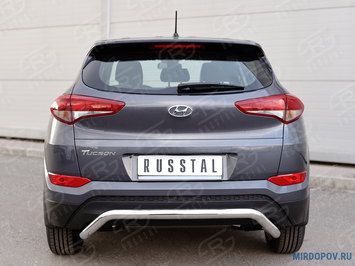 Защита заднего бампера d63 на под машину (кроме Hi-Tech) RUSSTAL Hyundai  Tucson (2015-2017) № HTZ-002240 - купить по лучшей цене на mirdopov.ru