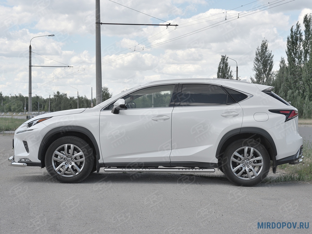 Пороги труба d120х60 овал с проступью RUSSTAL Lexus NX 300 (2017-2021) №  LNX3O-002940 - купить по лучшей цене на mirdopov.ru