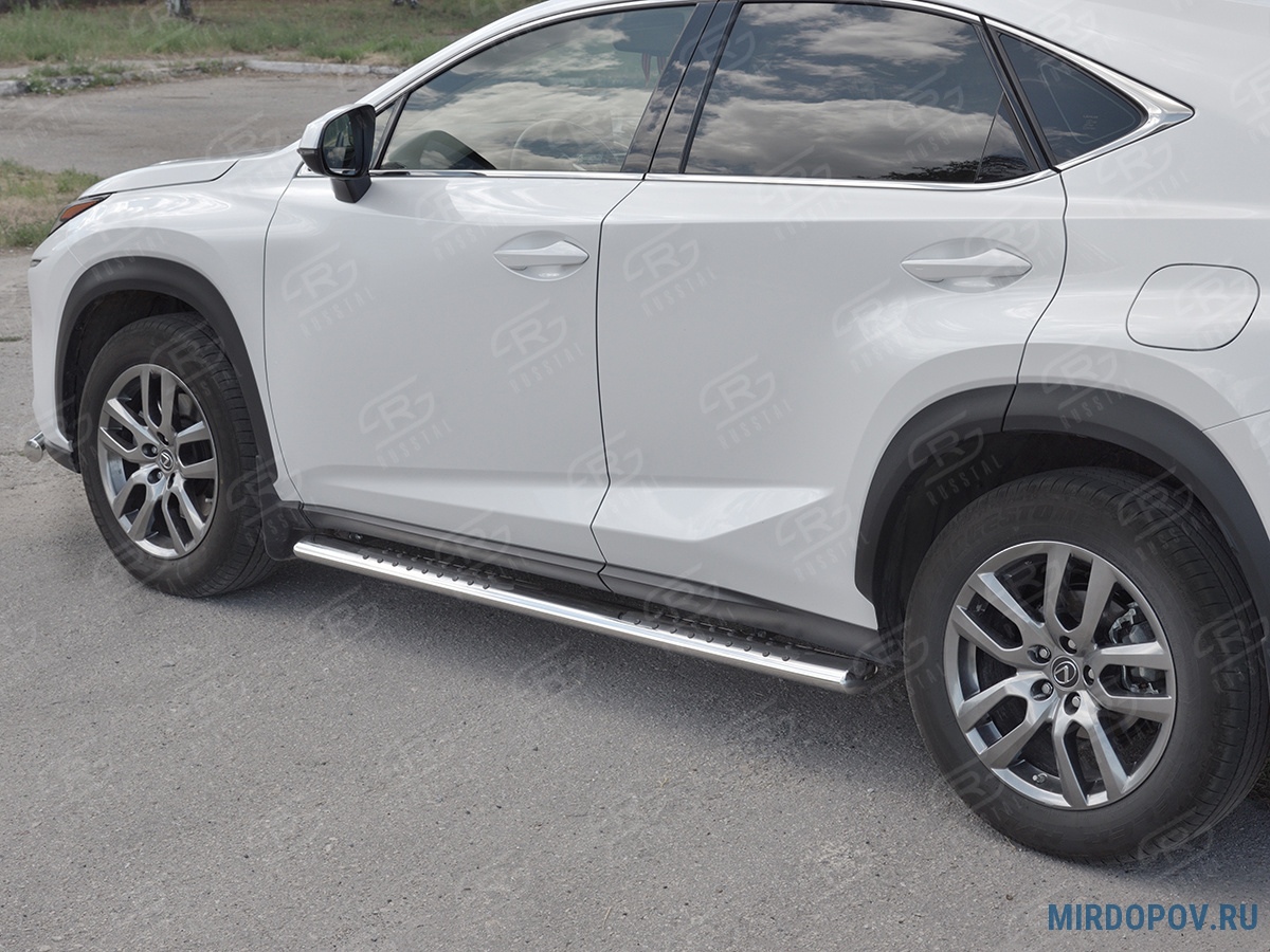 Пороги труба d120х60 овал с проступью RUSSTAL Lexus NX 300 (2017-2021) №  LNX3O-002940 - купить по лучшей цене на mirdopov.ru