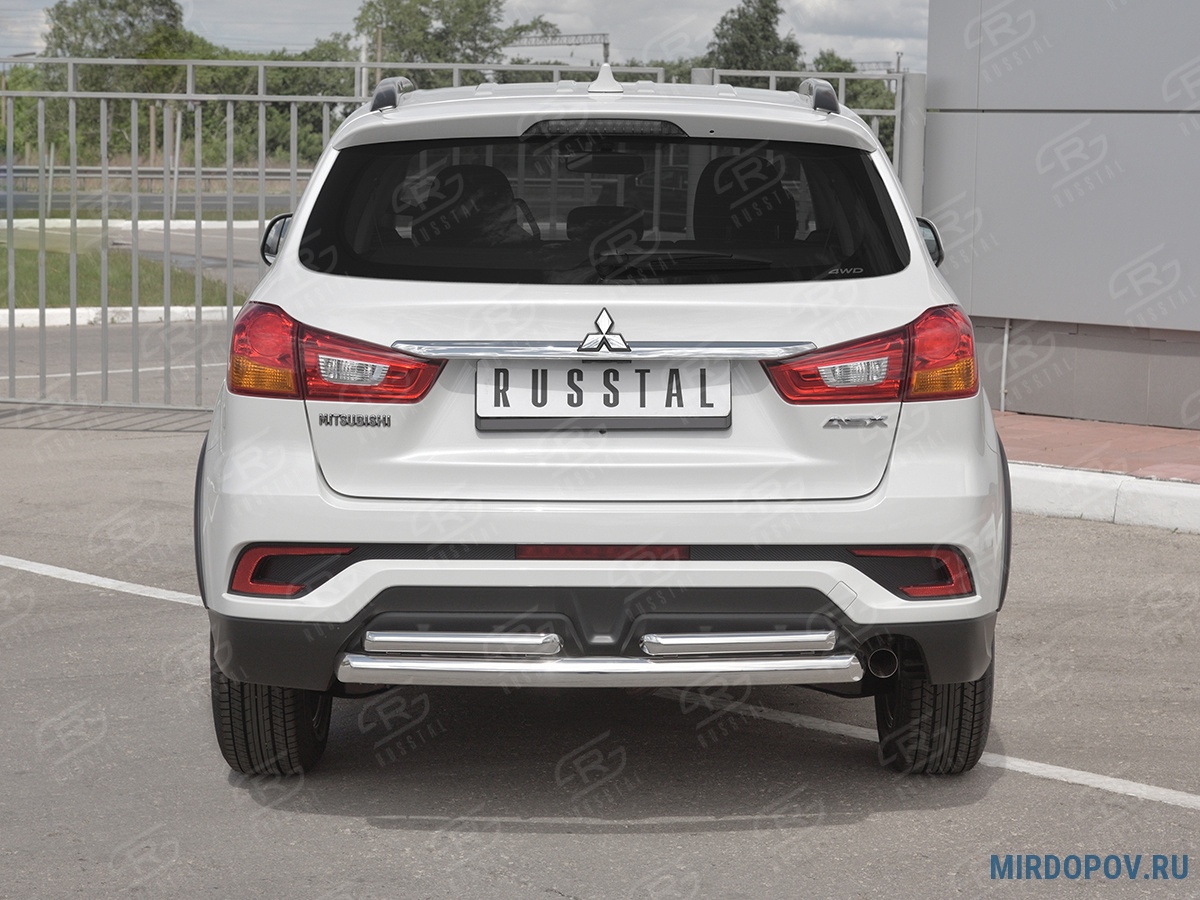 Защита заднего бампера d63 дуга-d42х2 дуги RUSSTAL Mitsubishi ASX  (2017-2019) № MASZ-002963 - купить по лучшей цене на mirdopov.ru