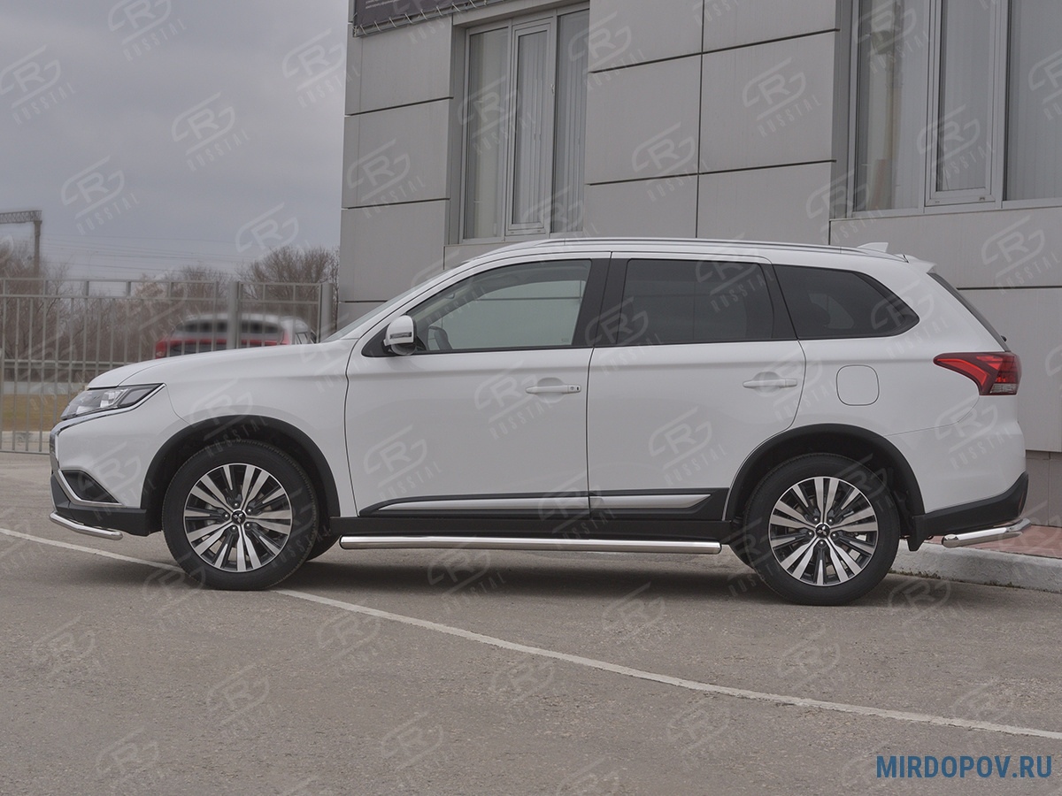 Пороги труба d63 вариант 3 RUSSTAL Mitsubishi Outlander (2018-2023) №  MOT-0032083 - купить по лучшей цене на mirdopov.ru