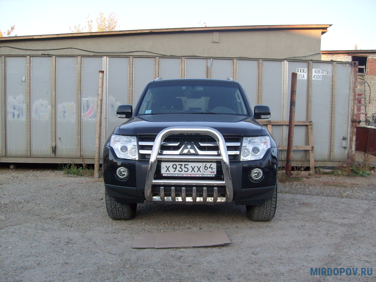 Кенгурятник d76 высокий с защитой картера Mitsubishi Pajero (2006-2024) №  MPJ001 - купить по лучшей цене на mirdopov.ru