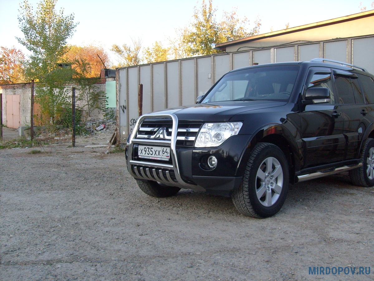 Кенгурятник d57 высокий с защитой картера Mitsubishi Pajero (2006-2024) №  MPJ005 - купить по лучшей цене на mirdopov.ru