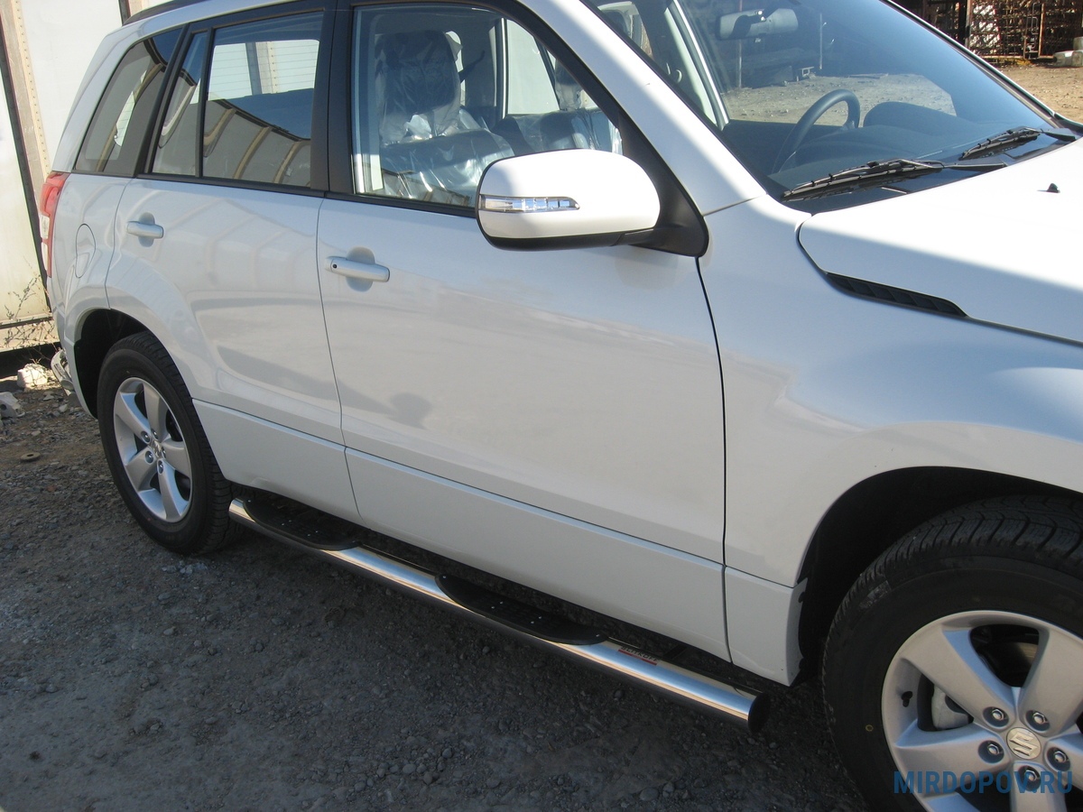 Защита порогов d76 с проступями Suzuki Grand Vitara (2008-2012) № SGV08009  - купить по лучшей цене на mirdopov.ru