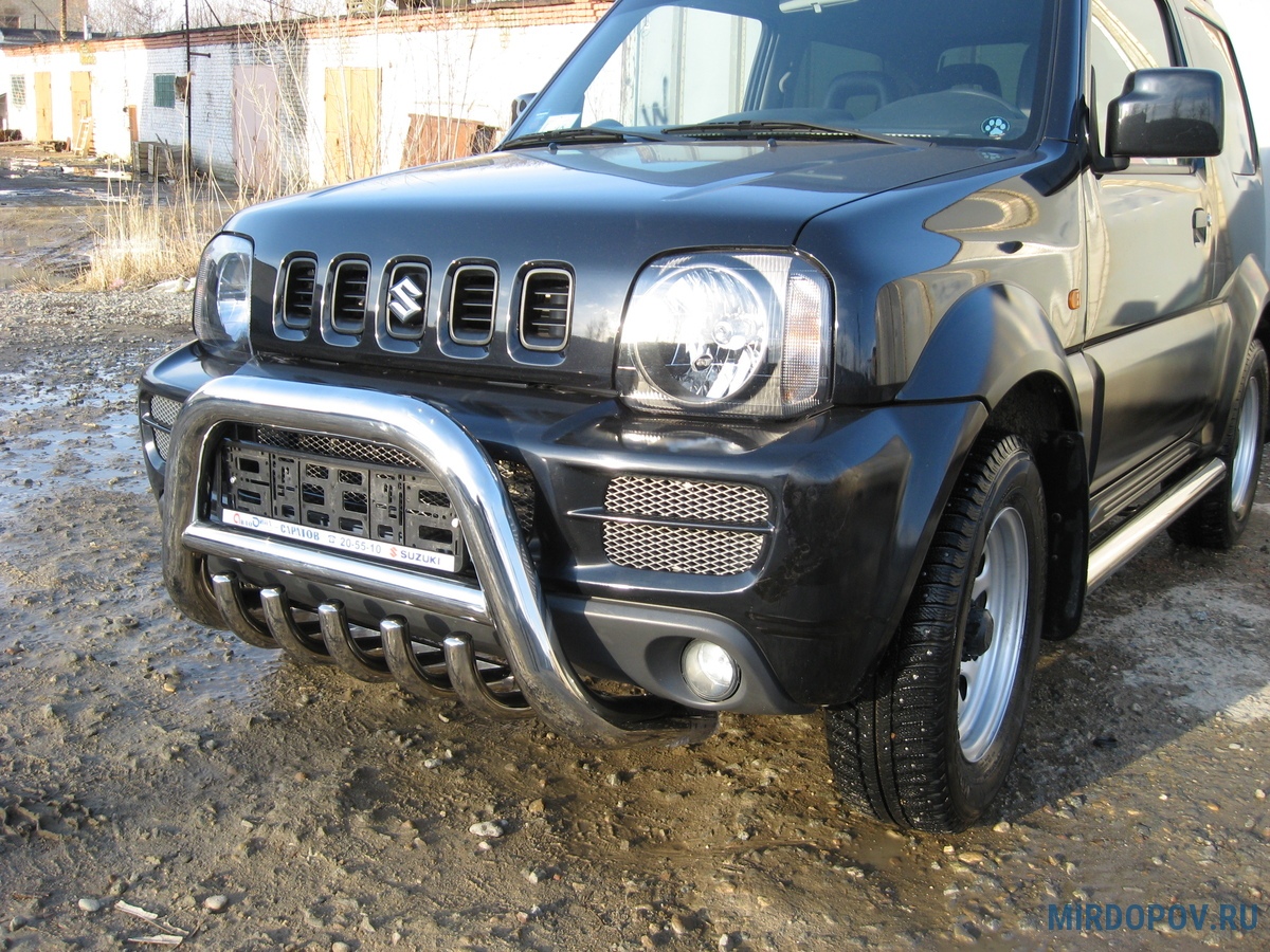 Кенгурятник d76 низкий с защитой картера Suzuki Jimny (98-2019) № SJ001 -  купить по лучшей цене на mirdopov.ru