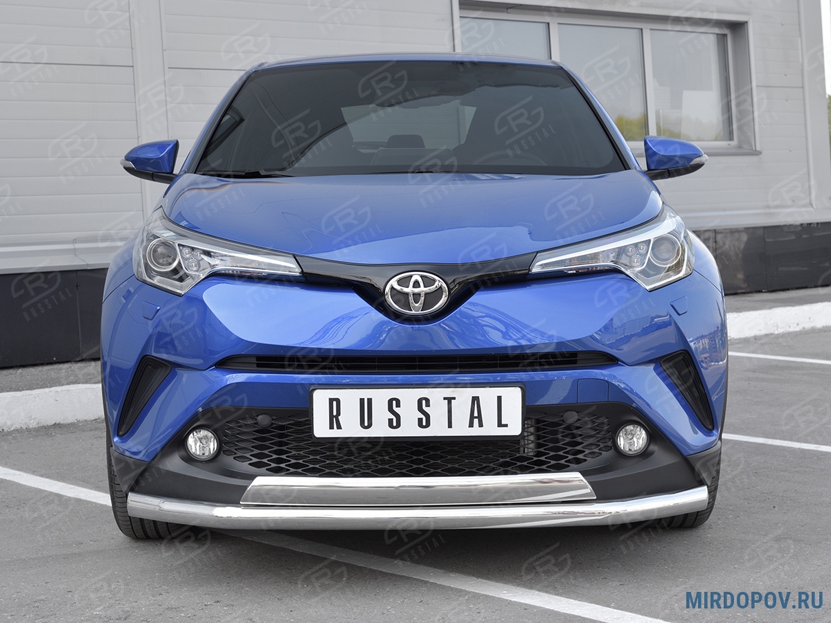 Защита переднего бампера d63 секции-d75х42 дуга RUSSTAL Toyota C-HR  (2018-2024) № TCHZ-003027 - купить по лучшей цене на mirdopov.ru