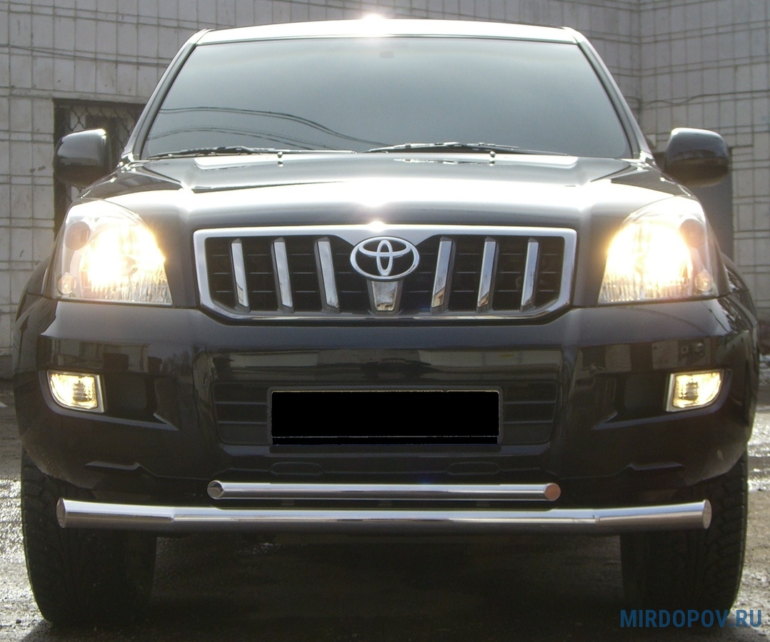 Защита переднего бампера d76х42 RUSSTAL Toyota Land Cruiser Prado 120  (2002-2009) № TPZ-000154 - купить по лучшей цене на mirdopov.ru