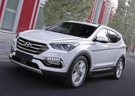 Пороги алюминиевые Black Hyundai Santa Fe Premium (2015-2016) A180ALB.2305.2