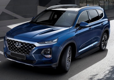 Пороги алюминиевые Premium-Black для Hyundai Santa Fe (2018-2020) A180ALB.2307.1