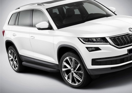 Пороги алюминиевые Black Premium Skoda Kodiaq (2017-2021) A180ALB.5102.2