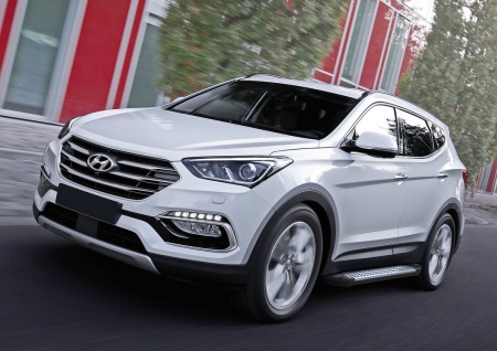 Пороги алюминиевые Bmw-Style Hyundai Santa Fe Premium (2015-2016) D180AL.2305.2