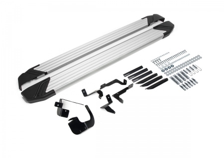 Пороги алюминиевые Silver для Chevrolet Equinox (2021-2025) F173AL.1003.1