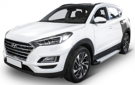 Пороги алюминиевые Silver Hyundai Tucson (2015-2021) F173AL.2309.2
