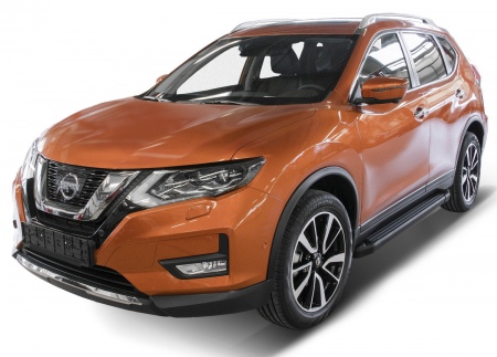Пороги алюминиевые Black new Nissan X-Trail (2015-2023) F173ALB.4113.1