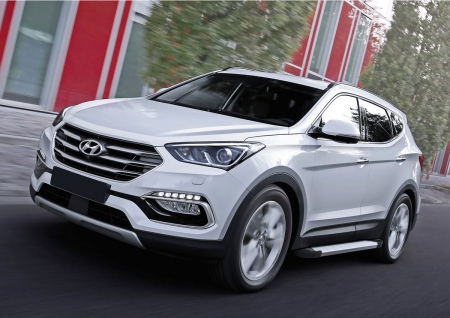 Пороги алюминиевые Silver new Hyundai Santa Fe Premium (2015-2016) F180AL.2305.2