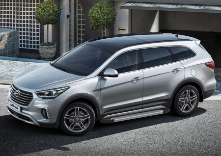 Пороги алюминиевые Silver new Hyundai Grand Santa Fe (2012-2018) F180AL.2306.2