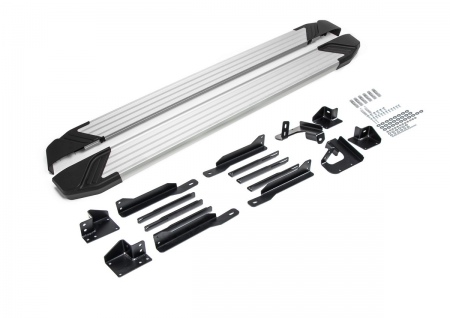 Пороги алюминиевые Silver для Hyundai Santa Fe (2021-2024) F180AL.2313.2