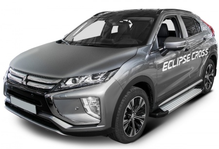 Пороги алюминиевые Silver для Mitsubishi Eclipse Cross (2018-2025) F180AL.4007.1