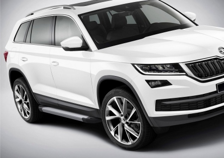 Пороги алюминиевые Silver new Skoda Kodiaq (2017-2021) F180AL.5102.2