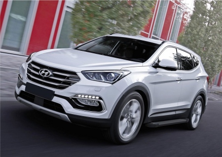 Пороги алюминиевые Black new Hyundai Santa Fe Premium (2015-2016) F180ALB.2305.2