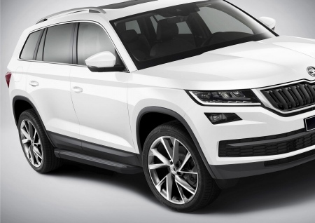 Пороги алюминиевые Black new Skoda Kodiaq (2017-2021) F180ALB.5102.2