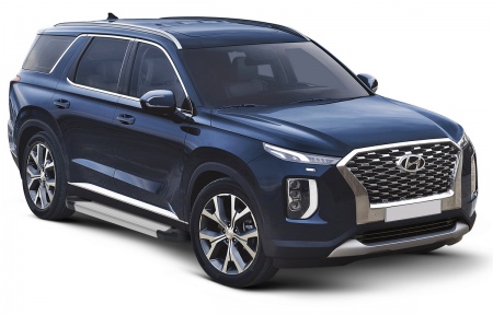 Пороги алюминиевые Silver для Hyundai Palisade (2021-2025) F193AL.2311.1