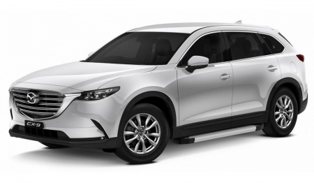 Пороги алюминиевые Silver для Mazda CX-9 (2017-2025) F193AL.3803.2