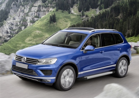 Пороги алюминиевые Silver new Volkswagen  Touareg (2010-2018) F193AL.5801.3