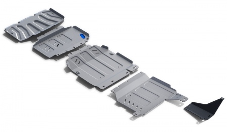 Комплект защит радиатор и картер и КПП и РК (алюминий) Rival для Mercedes-Benz X-Class (2018-2026) K333.3942.1