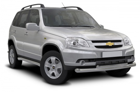 Защита переднего бампера d76+d57 Chevrolet Niva (2009-2019) R.1004.002
