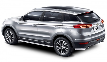 Защита заднего бампера d57 уголки Geely Atlas (2018-2021) R.1904.005
