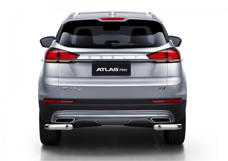Защита заднего бампера уголки 57мм Rival для Geely Atlas Pro (2021-2023) R.1906.002
