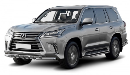 Защита переднего бампера d76+d57 с профильной защитой картера Lexus LX (2015-2022) R.3210.001