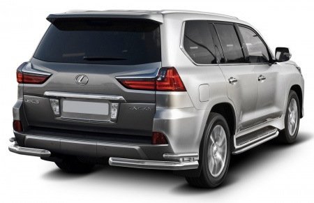 Защита заднего бампера d76+d42 уголки Lexus LX (2015-2022) R.3210.007