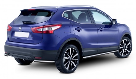 Защита заднего бампера d57 уголки Nissan Qashqai (2013-2019) R.4118.004