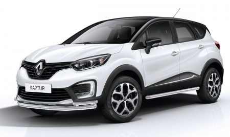 Защита переднего бампера d57+d42 Renault Kaptur (2016-2020) R.4704.001