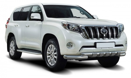 Защита переднего бампера d76+d57 с профильной защитой картера Toyota Land Cruiser Prado (2009-2017) R.5704.034