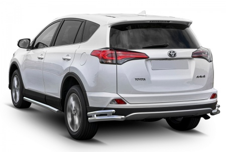 Защита заднего бампера d57+d42 уголки Toyota Rav 4 (2015-2019) R.5718.005
