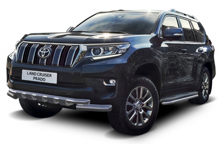 Защита переднего бампера d76+d57 с профильной защитой картера Toyota Land Cruiser Prado 150 (2017-2021) R.5721.010
