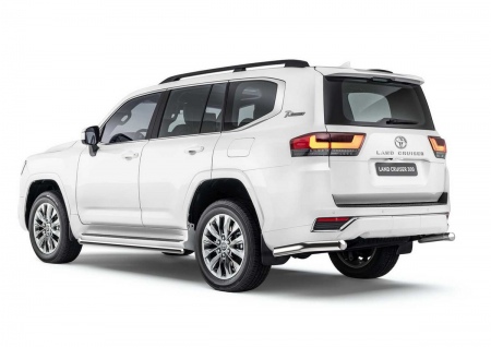 Защита заднего бампера d76 уголки Rival для Toyota Land Cruiser 300  Anniversary (2021-2025) R.5727.005