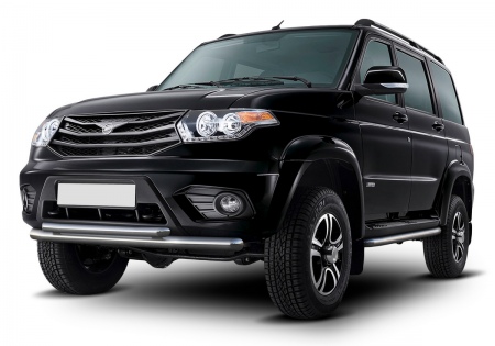 Защита переднего бампера d76+d57 Uaz Patriot (2014-2021) R.6302.002