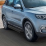 Пороги алюминиевые Premium Black для Geely Atlas (2018-2021)